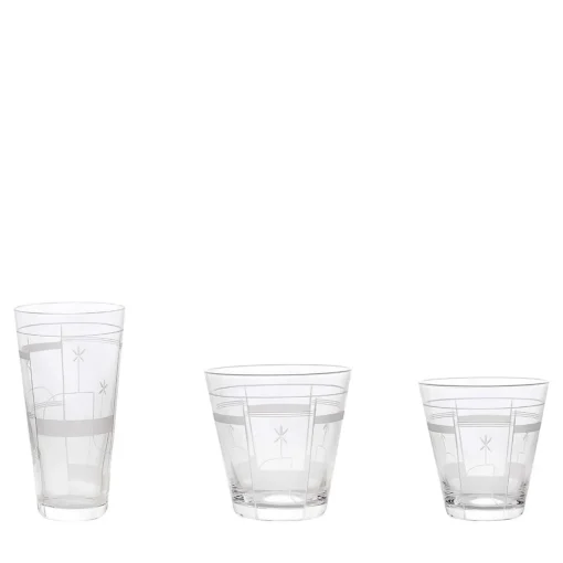 Set di 3 bicchieri di cristallo Fiori