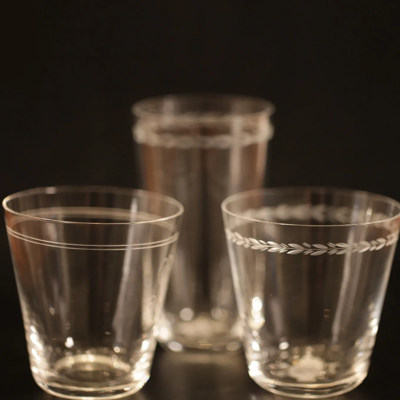 Set di 3 bicchieri di cristallo Cibrario