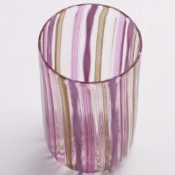 Set di 6 bicchieri di Murano rosa e oro