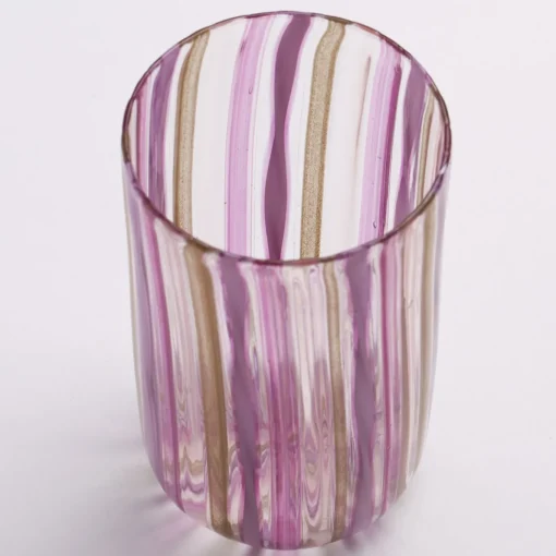 Set di 6 bicchieri di Murano rosa e oro
