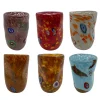 Set di 6 bicchieri policromi decorati a murrina