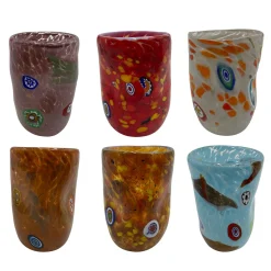 Set di 6 bicchieri policromi decorati a murrina
