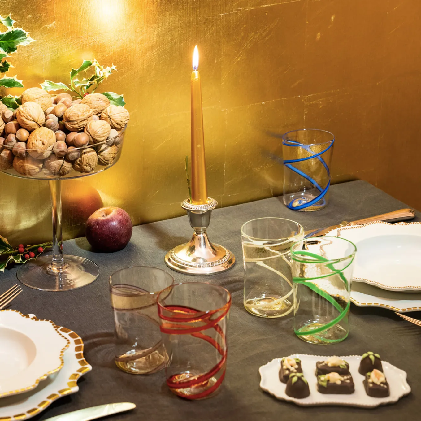 Set di 2 bicchieri Vortex oro puro e verde