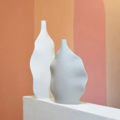 Set di 2 bottiglie decorative in ceramica a onde marine