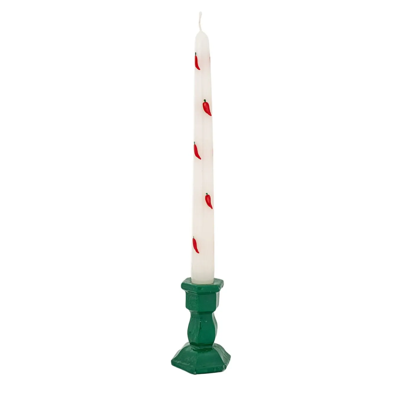 Set di 2 candele ai peperoni verdi con portacandele