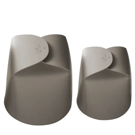 Set di 2 cestini Bloom in pelle grigia di Viola Tonucci