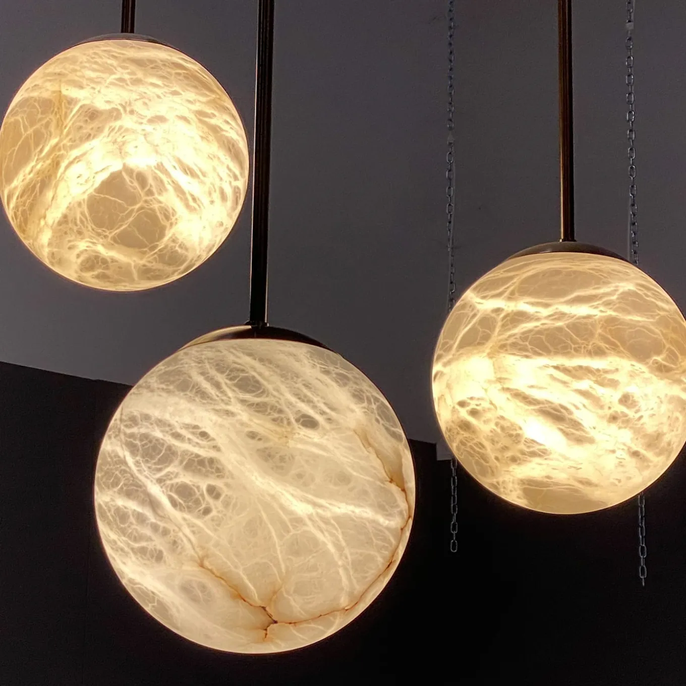 Set di 3 ciondoli "Maxi Luna di Alabastro