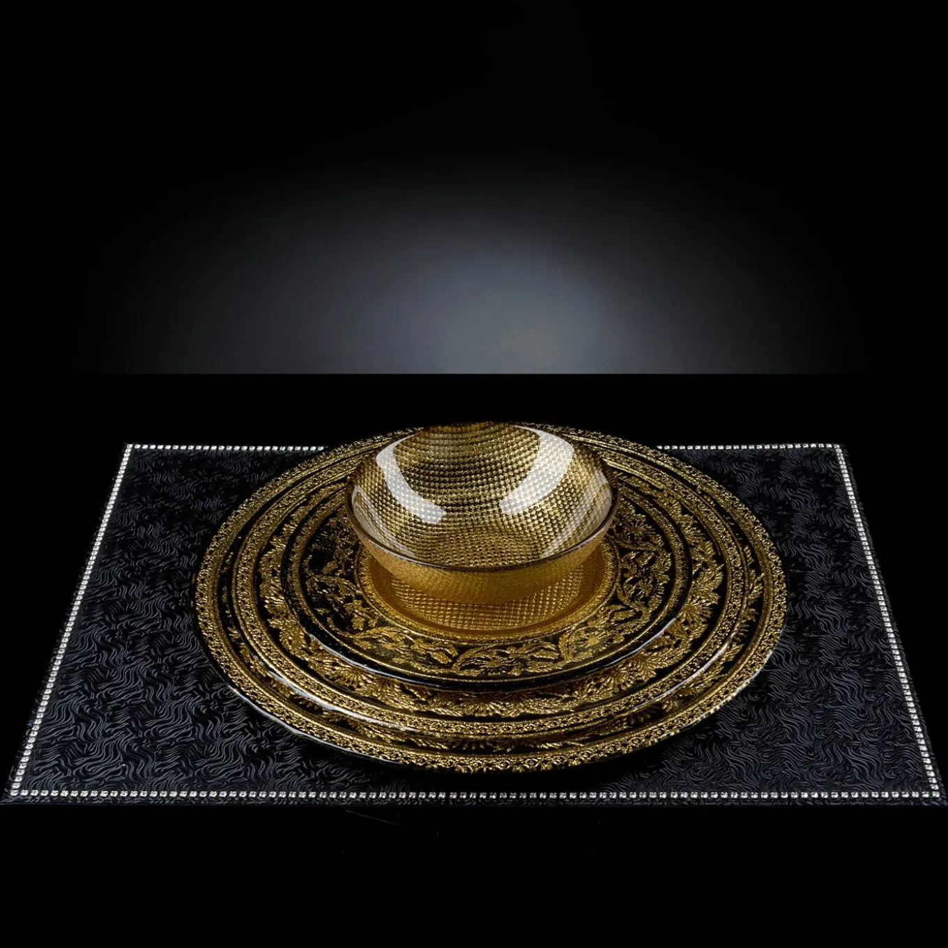 Set di 2 ciotole nere e oro