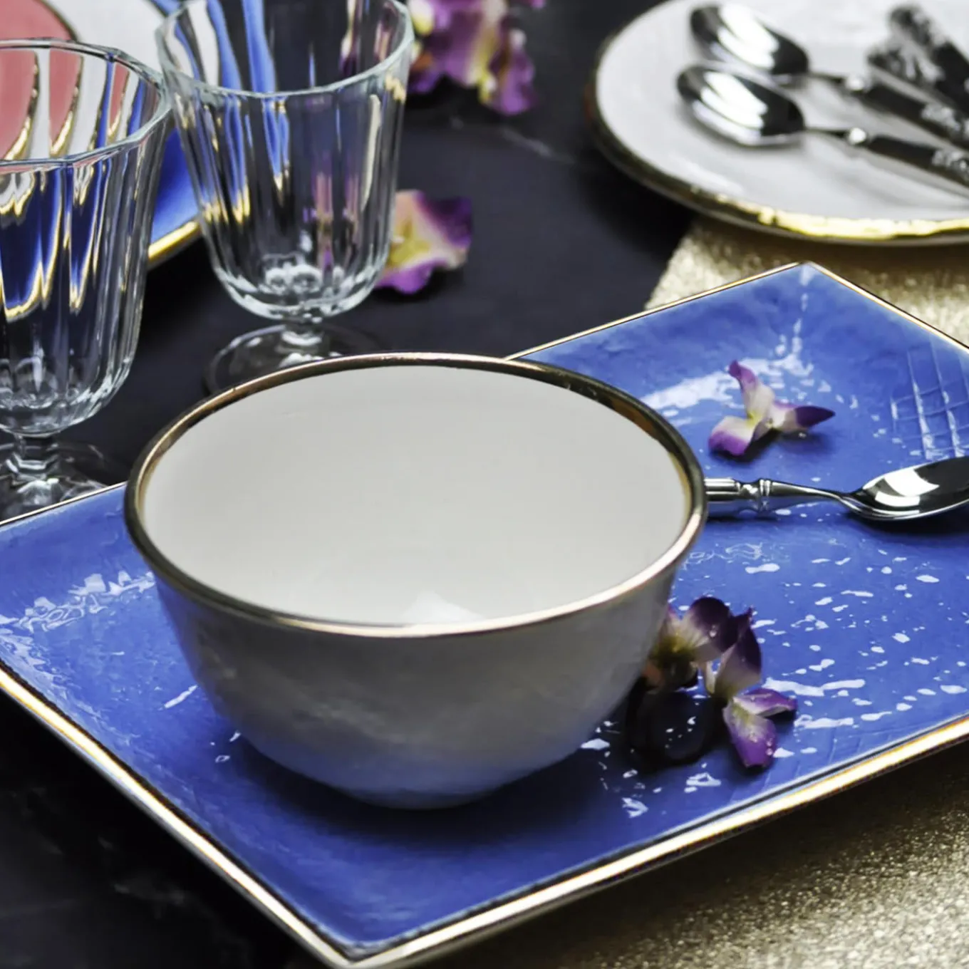 Set di 6 ciotole Preta Oro Latte e Oro 14cm