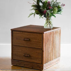 Set Di 2 Comodini a 2 Cassetti In Bambù