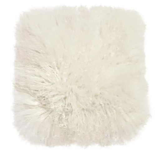 Set di 2 copricuscini pelle Tibet bianco