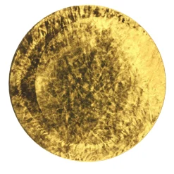Set di 4 copripiatti piccoli in velluto oro con supporto in legno
