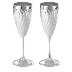 Set di 2 Flûte Twisted placcati argento