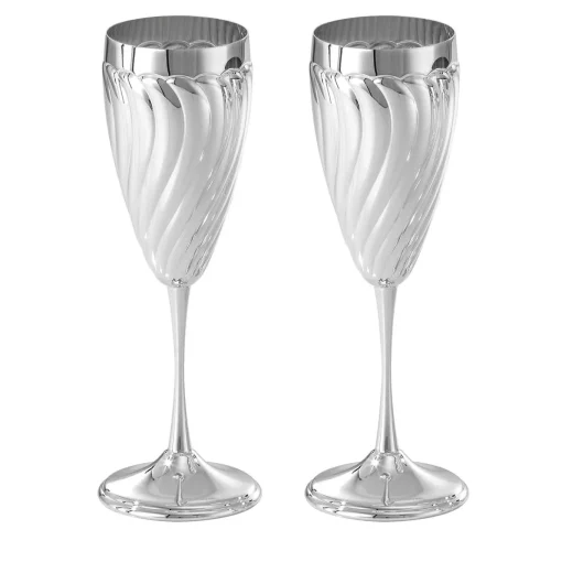 Set di 2 Flûte Twisted placcati argento