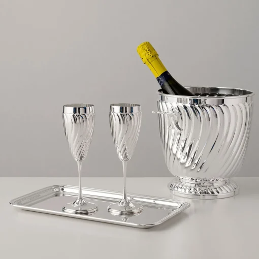 Set di 2 Flûte Twisted placcati argento