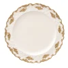 Set di 2 grandi piatti da portata bianchi e dorati Lucia