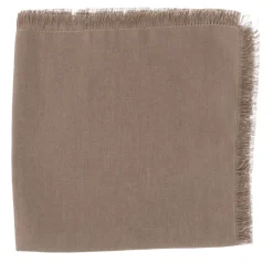 Set di 4 lussuosi tovaglioli di puro lino Taupe con frange a mano