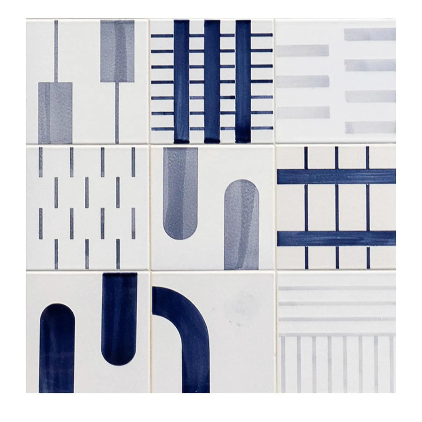 Set di 45 piastrelle bianche e blu Alfabeto di Margherita Rui