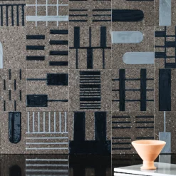 Set di 44 piastrelle blu e grigie Alfabeto di Margherita Rui