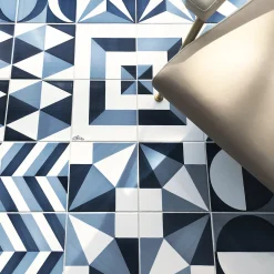 Set di 25 piastrelle Blu Ponti Decorazione Tipo 27 di Gio Ponti