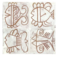 Set di 4 piastrelle I Pesci Vallauris