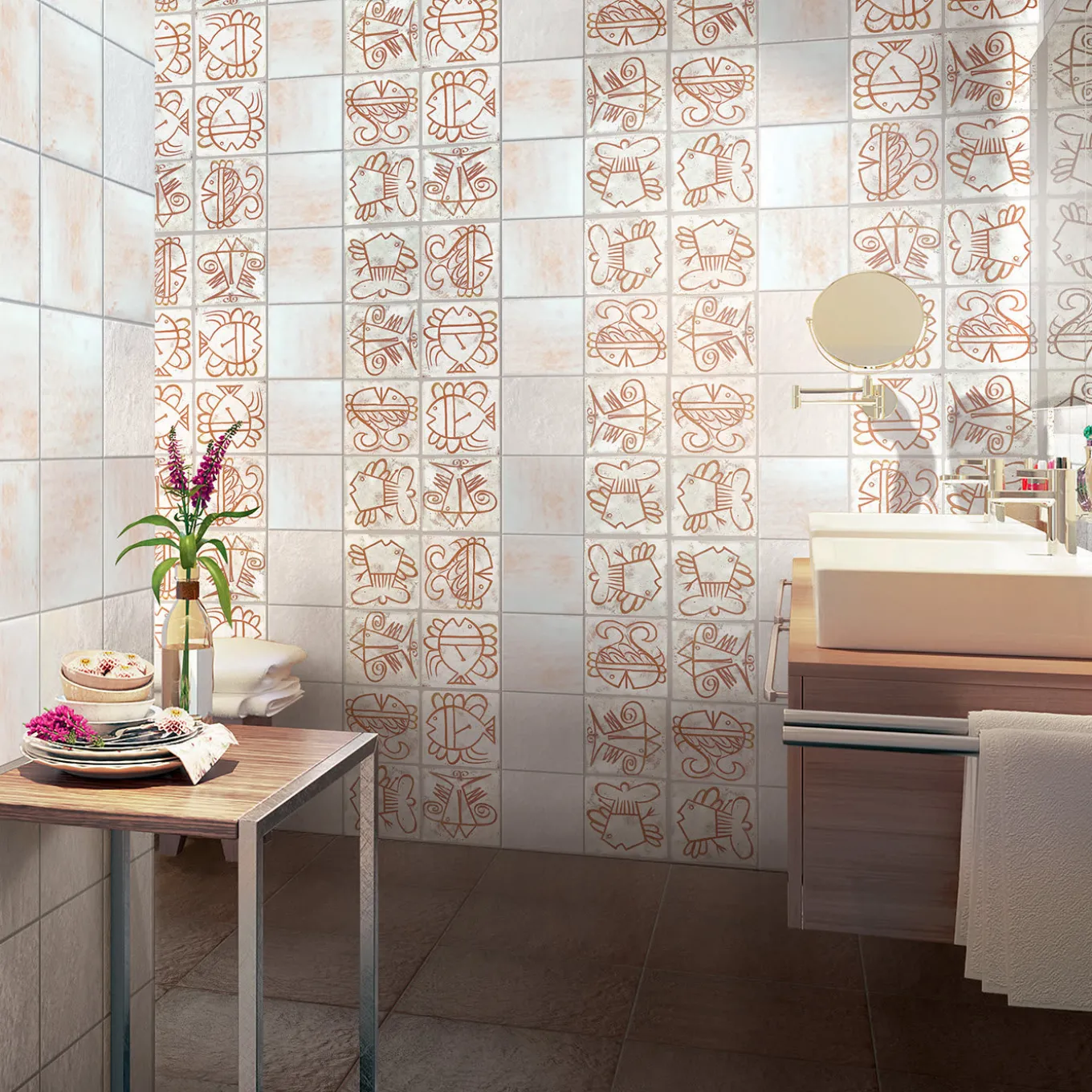 Set di 4 piastrelle I Pesci Vallauris