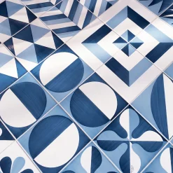 Set di 25 piastrelle tipo 4 della Collezione Blu Ponti di Gio Ponti
