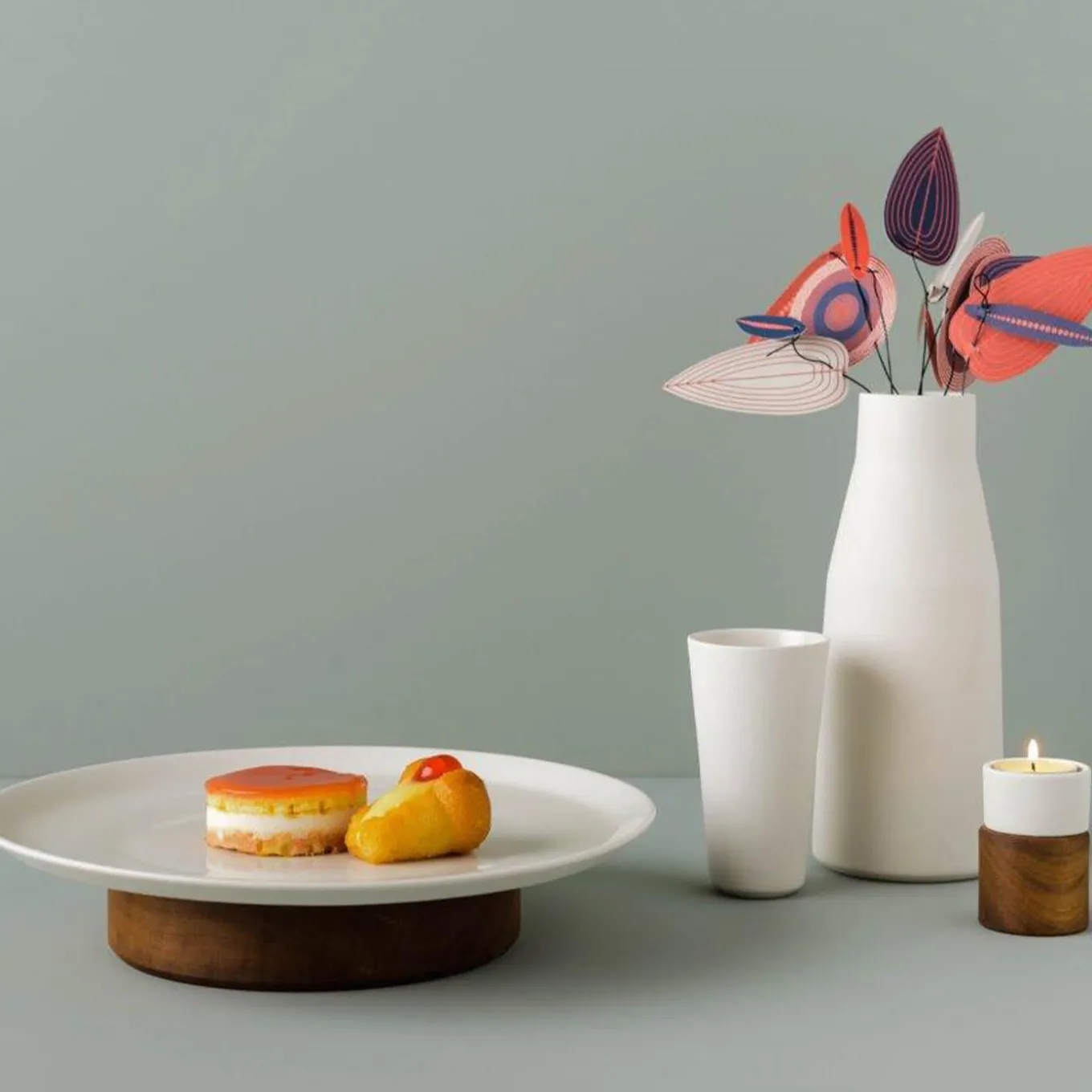 Set di 4 piatti da dessert in ceramica bianca