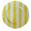 Set di 4 piatti da pranzo in ceramica dipinti a mano con strisce gialle