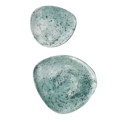 Set di 2 piatti da pranzo Jade screziati color verde acqua