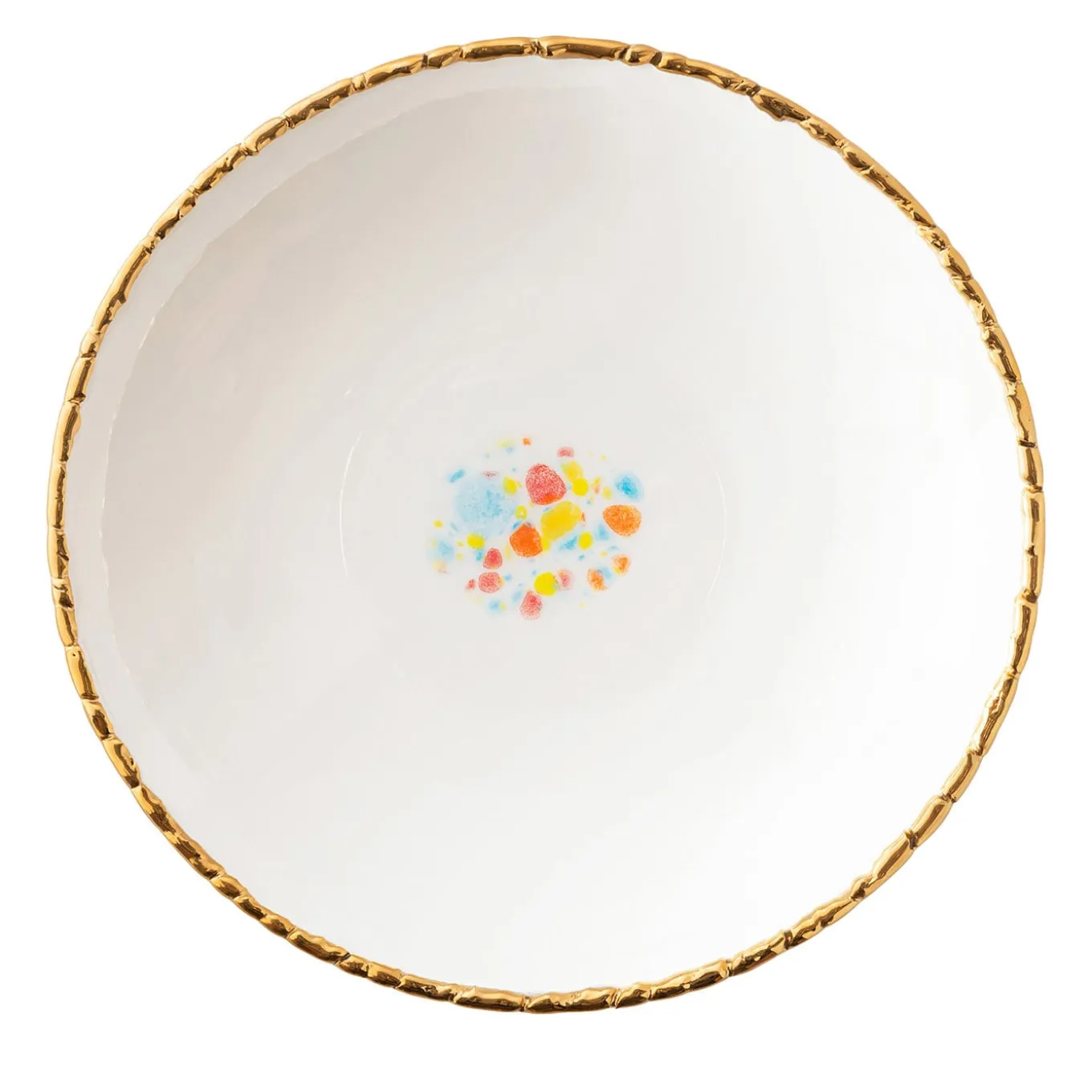 Set di 2 piatti da zuppa bianchi con bordo crepato