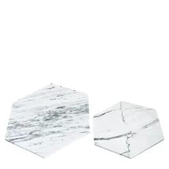 Set di 2 piatti esagonali in marmo bianco di Carrara