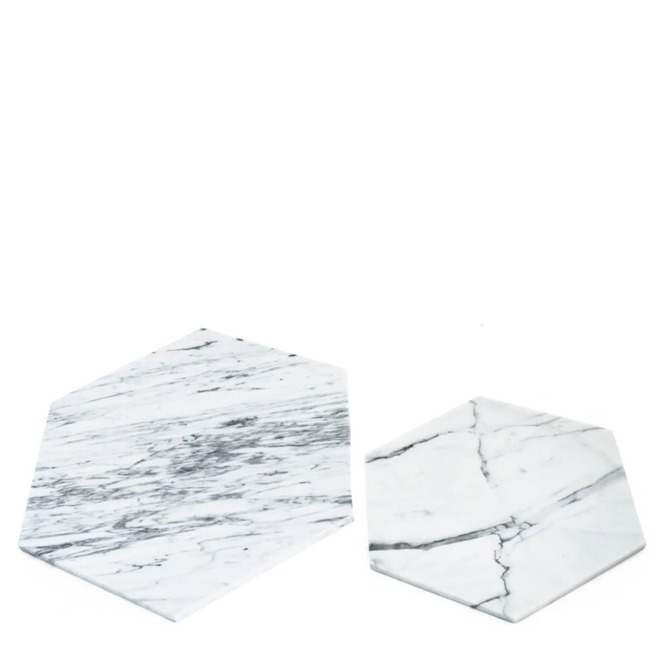 Set di 2 piatti esagonali in marmo bianco di Carrara