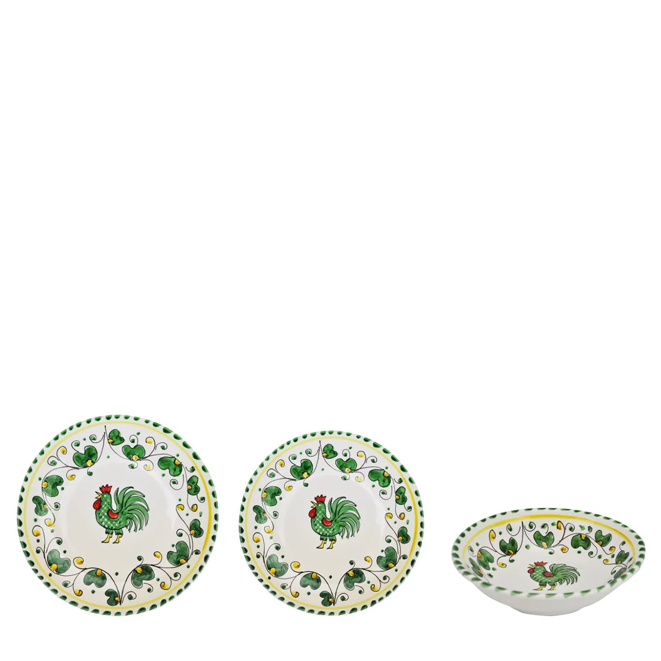 Set di 18 piatti Galletto Green