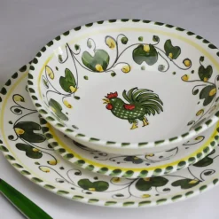 Set di 18 piatti Galletto Green