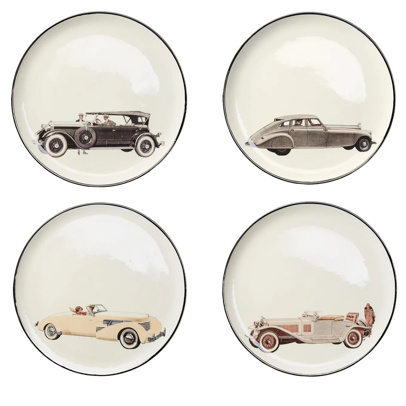 Set di 4 Piatti Piani Auto d�Epoca #2