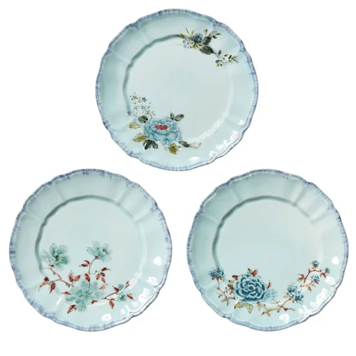 Set di 3 Piatti Piani Veranda Turchese