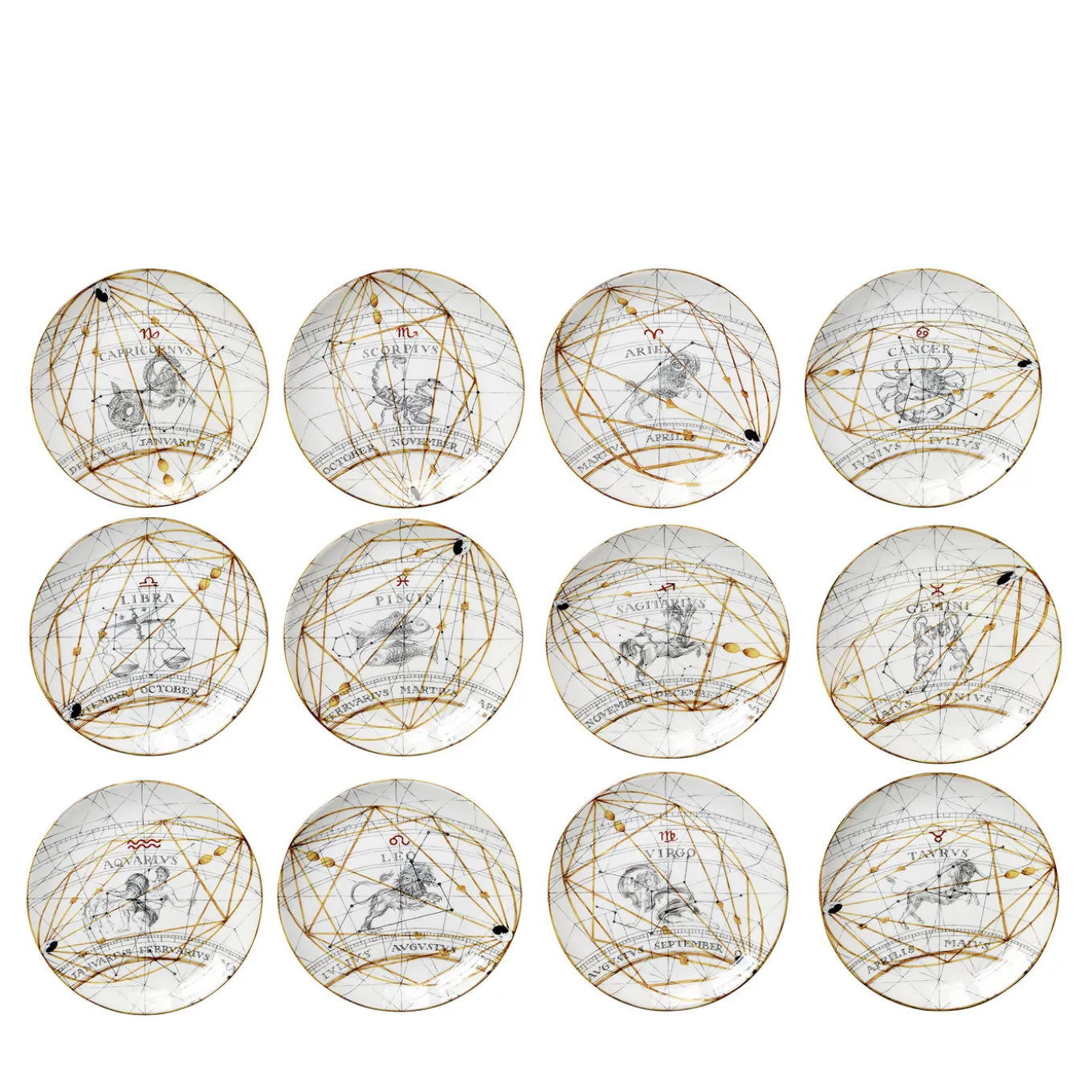 Set di 12 Piatti Piani Zodiaco