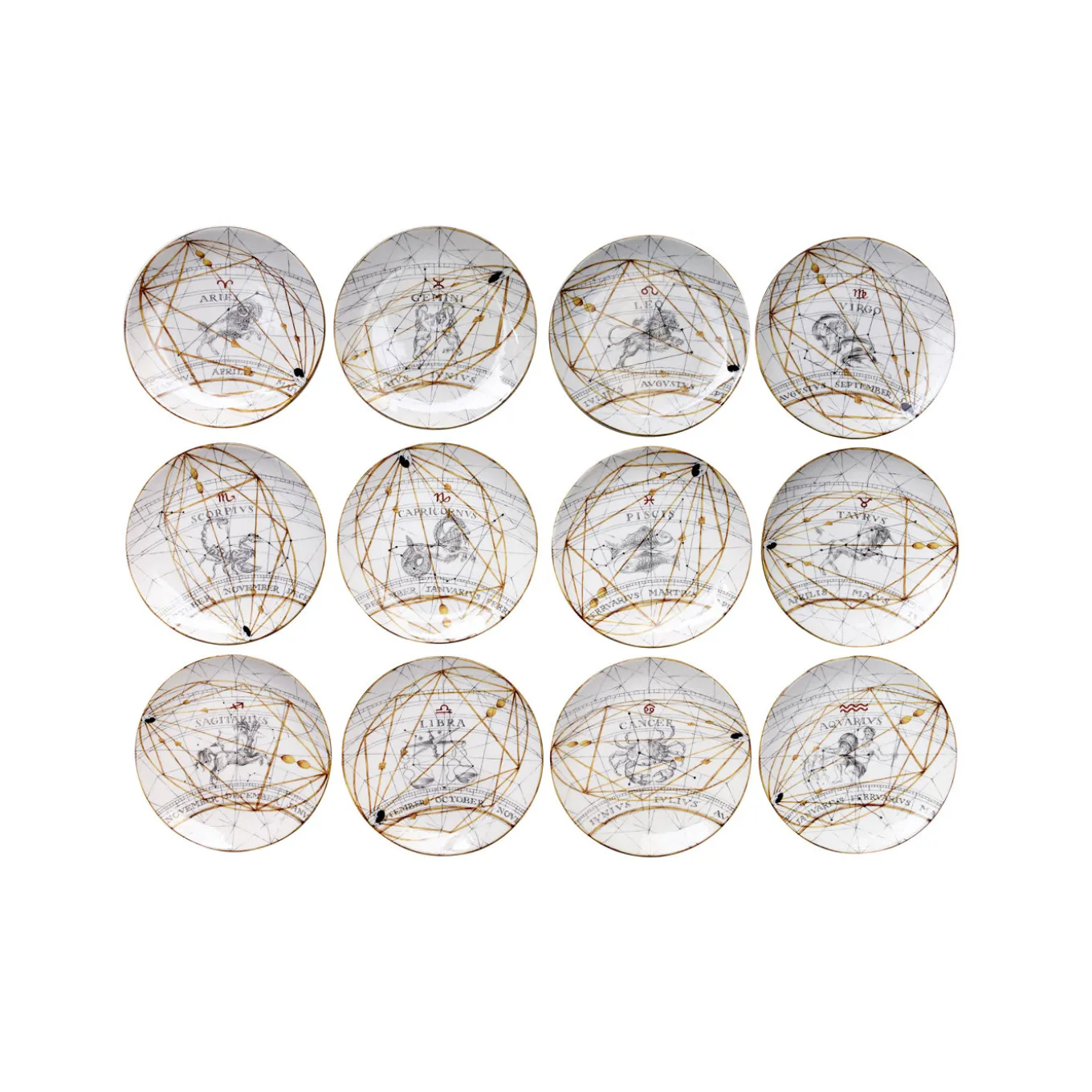 Set di 12 Piattini da Dessert Zodiaco