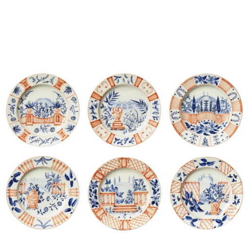 Set di 6 Piattini da Dessert Vedute Italiane