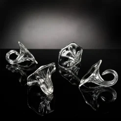 Set di 6 porta tovaglioli in vetro a forma di fiore