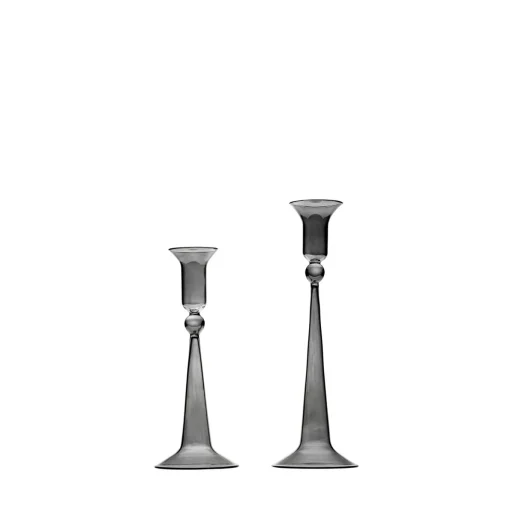Set di 2 portacandele classici grigi