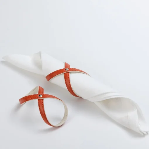 Set di 2 portatovaglioli Heathcliff Spritz arancione e Luna bianco