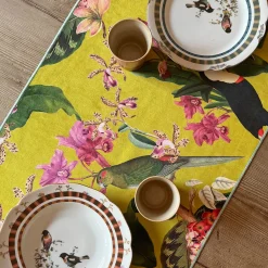 Set di 2 Runner Tropicale e a Righe Gialle