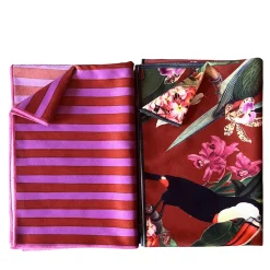 Set di 2 Runner Tropicale e a righe Rosse