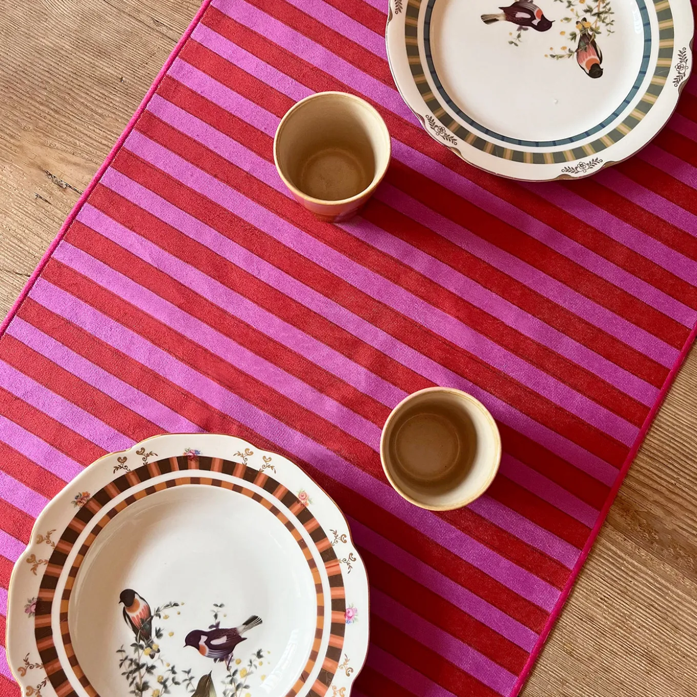 Set di 2 Runner Tropicale e a righe Rosse