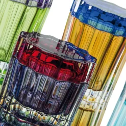 Set di 2 scatole di vetro viola con coperchio