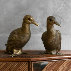 Set di 2 Sculture Anatra in Ottone