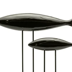 Set di 2 sculture di pesce nero di Aldo Londi