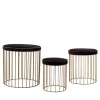 Set di 3 sgabelli a gabbia in ottone